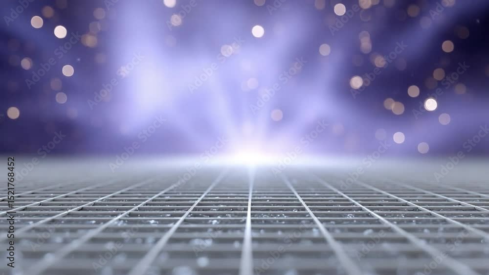 Poster geometric horizon: an abstract, futuristic perspective, where a precisely gridded surface stretches 