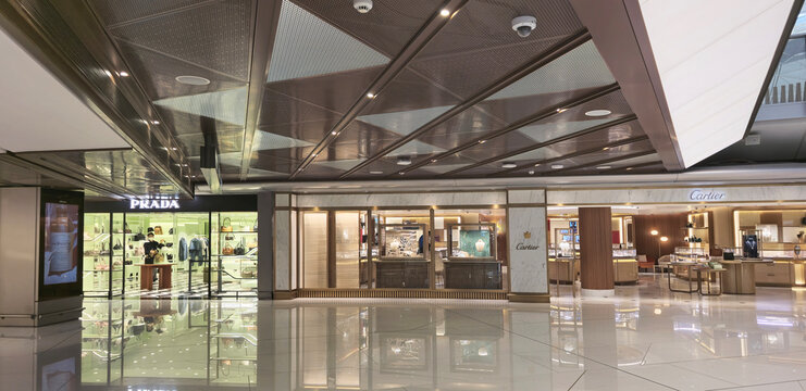 Luxury Retail Stores in terminal Hong Kong International Airport Chek Lap Kok, Hong Kong, captured on 2nd April 2025