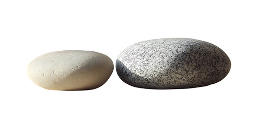 Smooth and rounded stone duo on transparent background suitable for meditation, nature-inspired visuals, and calming design themes