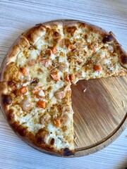 the pizza is on the table