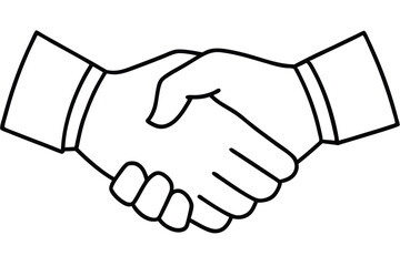 Outline Illustration of Handshake, Symbolizing Agreement, Partnership, and Professional Collaboration Between Two People