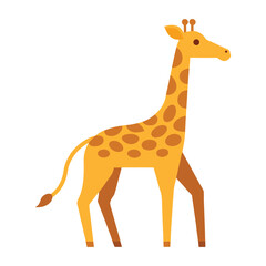 Obraz premium Flat Vector Illustration of a Standing Giraffe with Simple Design and Clean Lines