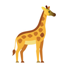 Fototapeta premium Flat Vector Illustration of a Standing Giraffe with Simple Design and Clean Lines