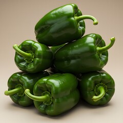 Green Bell Pepper Stack Fresh Vegetable