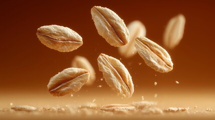 Close up of oats grains in warm background