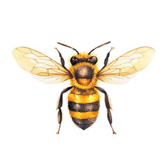 Detailed illustration of a honey bee with vibrant colors and intricate features