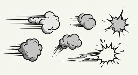 Comic speed clouds and bursts illustration