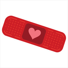 Adhesive medical plaster strip in cute flat vector style. Isolated on white, perfect for medical and wellness designs.
