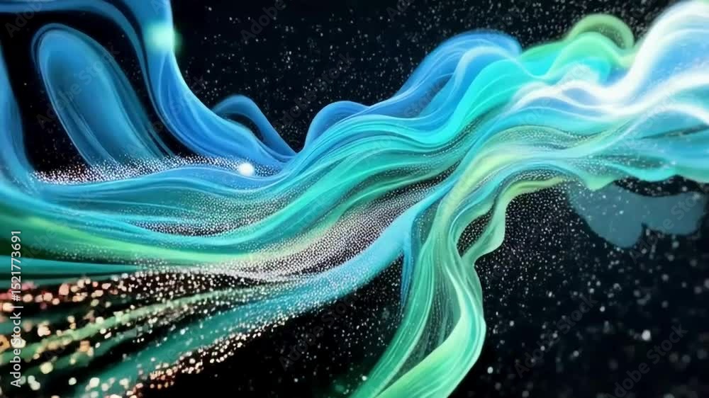 Poster abstract blue and green energy flowing stream animation loop