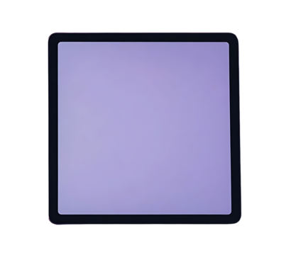 Stylish digital tablet showing bold purple screen isolated on transparent background suitable for web design and tech visuals