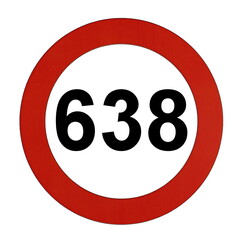 Illustration des Stra&szlig;enverkehrszeichens "Maximale Geschwindigkeit 638 Kilometer pro Stunde"	