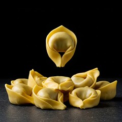 Tortelloni Pasta on Black Background