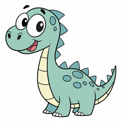 Fototapeta premium Cute Cartoon Dinosaur Clipart Vector 