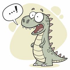 Obraz premium Funny Dinosaur Clipart with Speech Bubble 