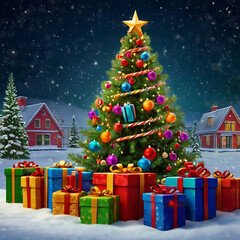 christmas tree with gifts