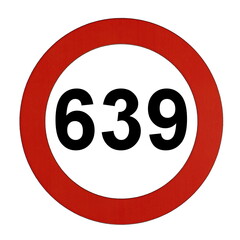 Illustration des Stra&szlig;enverkehrszeichens "Maximale Geschwindigkeit 639 Kilometer pro Stunde"	