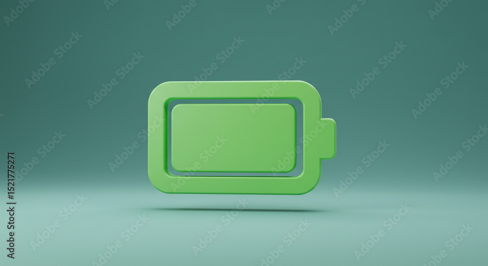 Aufkleber a green battery icon with full charge displayed on a solid green background in a studio setting view