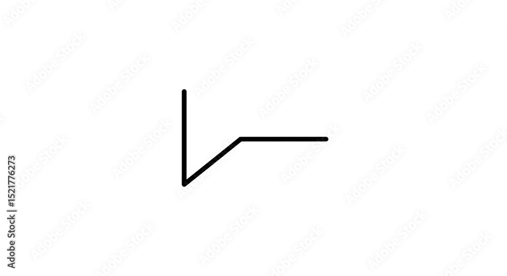 Poster a simple line drawing of an angled shape with a vertical and horizontal line on a white background