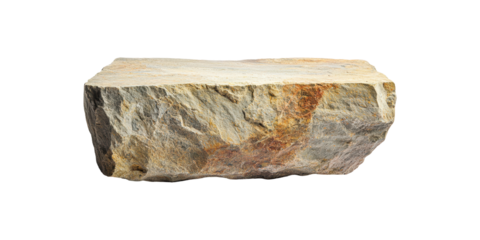 Rectangular Stone Block. Natural Rock For Construction And Landscaping Isolated On Transparent Background