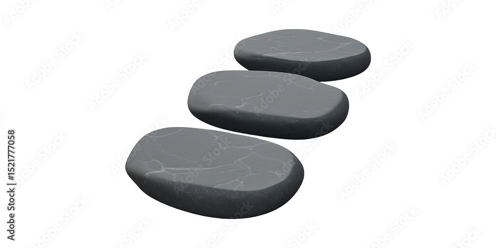 Poster three smooth black stones. symbol of balance and tranquility in zen and spa practices isolated on tr