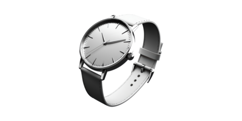 Elegant Minimalist Wristwatch With Leather Strap. Timeless Design And Sophisticated Style Isolated On Transparent Background