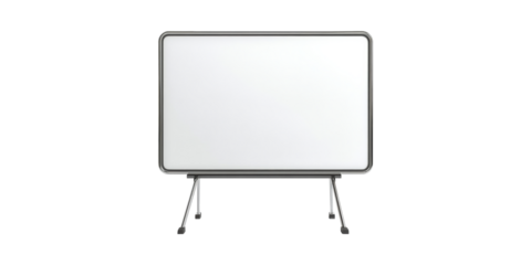 Whiteboard Stand For Presentations And Teaching. Educational And Office Tool For Visual Communication Isolated On Transparent Background