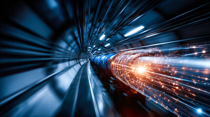 Innovative transportation technology showcases futuristic tunnel system with dynamic motion and energy