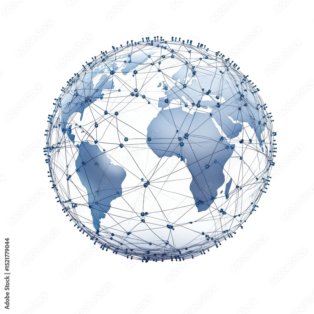 Aufkleber global connectivity represented through a network map showcasing interconnections across continents