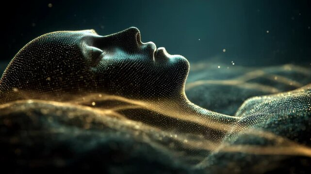 Ethereal ambient dreamscape of sound healing at 432 Hz with a futuristic human figure bathed in soothing blue and golden light	 - Powered by Adobe