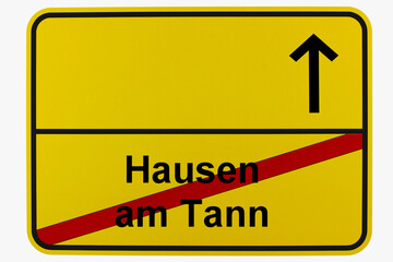 Illustration eines Ortsausgangsschildes von Hausen am Tann in Baden-Württemberg	