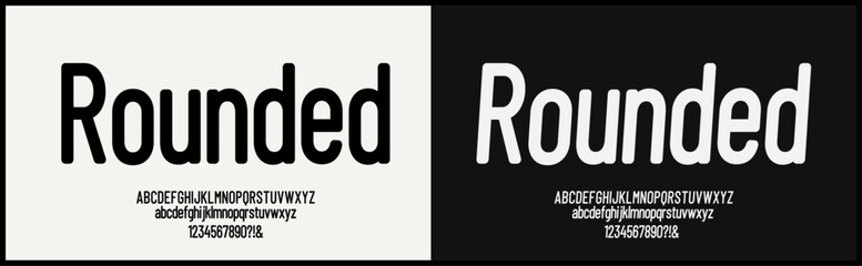 Rounded condensed vector font. Uppercase, lowercase, and number alphabet vector font. 