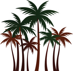 Cluster Of Tall Palm Tree With Varied Heights