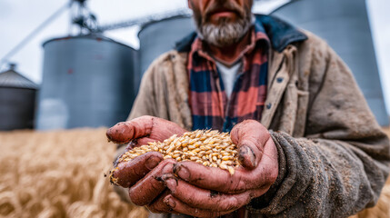 Harvesting the richness of golden grains in a sprawling wheat field under a sunlit sky