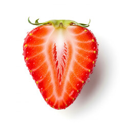 fraise coupée en deux, isolée sur fond blanc