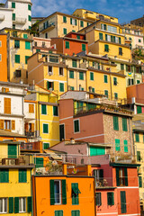 Colorful buildings of Riomaggiore town center, Cinque Terre,  Italy