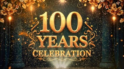 Celebrate 100 years of excellence with this golden sparkling design. Perfect for centennial events, invitations, posters, and banners with a royal and festive feel.