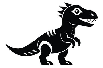 Simple Black Silhouette Drawing of a Cartoon Tyrannosaurus Rex Dinosaur on White Background