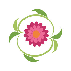 Twirl Style Zinnia Floral Frame Vector