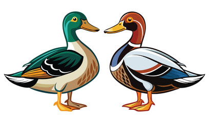 Obraz premium Photo of two ducks isolated on white background