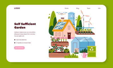 Self Sufficient Garden. Flat Vector Illustration