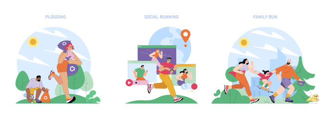 World Running Day. Flat Vector Illustration