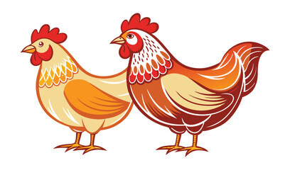 Fototapeta premium Photo of illustration of two chickens isolated on white background