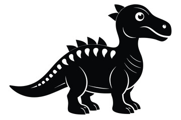 Cartoon Illustration of a Friendly Black Dinosaur with Spikes on its Back