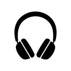 Headphones icon. Black silhouette. Front side view. Vector simple flat graphic illustration. Isolated object on white background. Isolate.