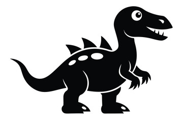 Black Silhouette of a Cartoon Tyrannosaurus Rex with Plates on Back