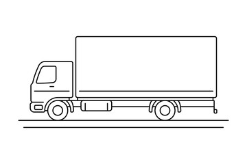Truck icon. Black outline linear silhouette. Editable strokes. Side view. Vector simple flat graphic illustration. Isolated object on white background. Isolate.