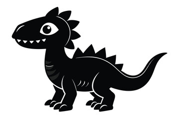 Cartoon Black Dinosaur with Spikes and Sharp Teeth Illustration, Fun and Playful