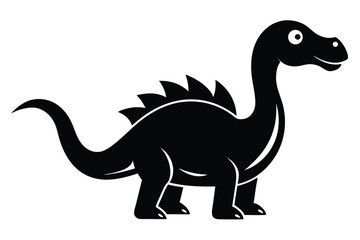 Silhouette of a Cartoon Dinosaur with Plates on Its Back and Long Neck