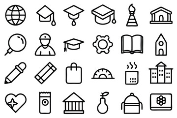 Vector Educations Outline 30 Icon Collection Simple Illustration.