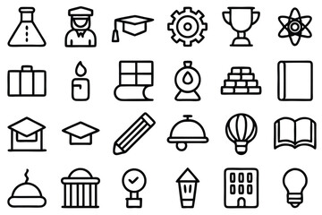 Vector Educations Outline 30 Icon Collection Simple Illustration.